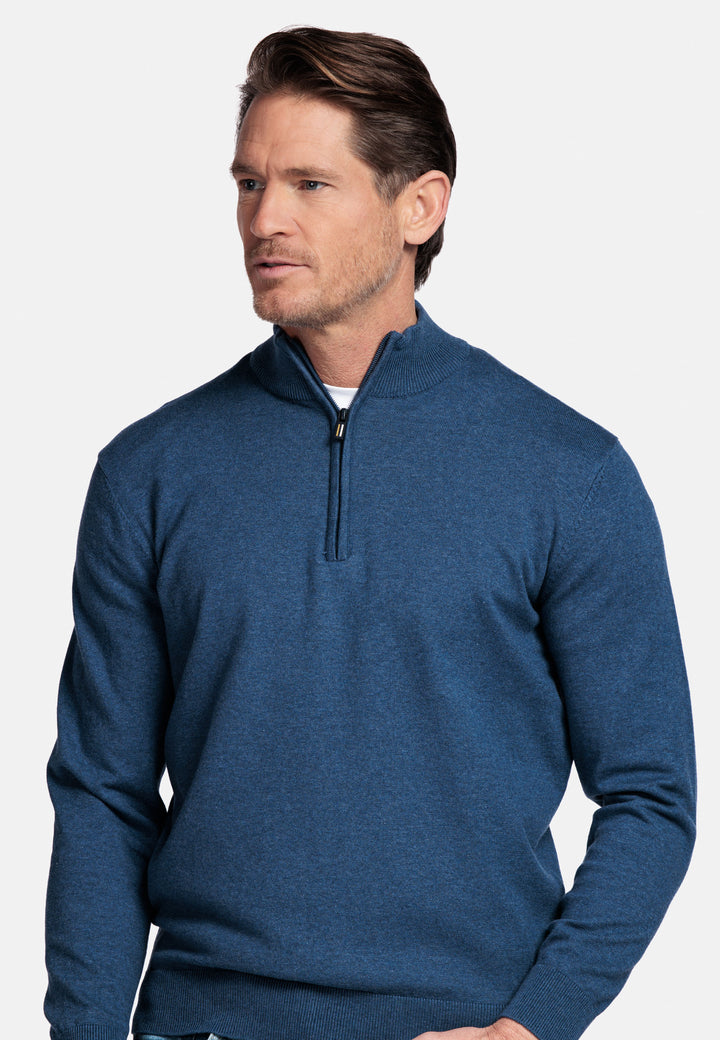 Basic Half-Zip Pullover - Denim Blue