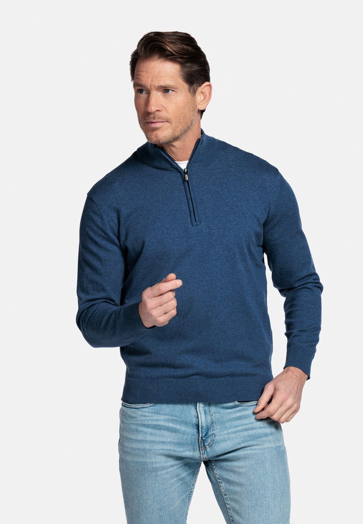 Basic Half-Zip Pullover - Denim Blue