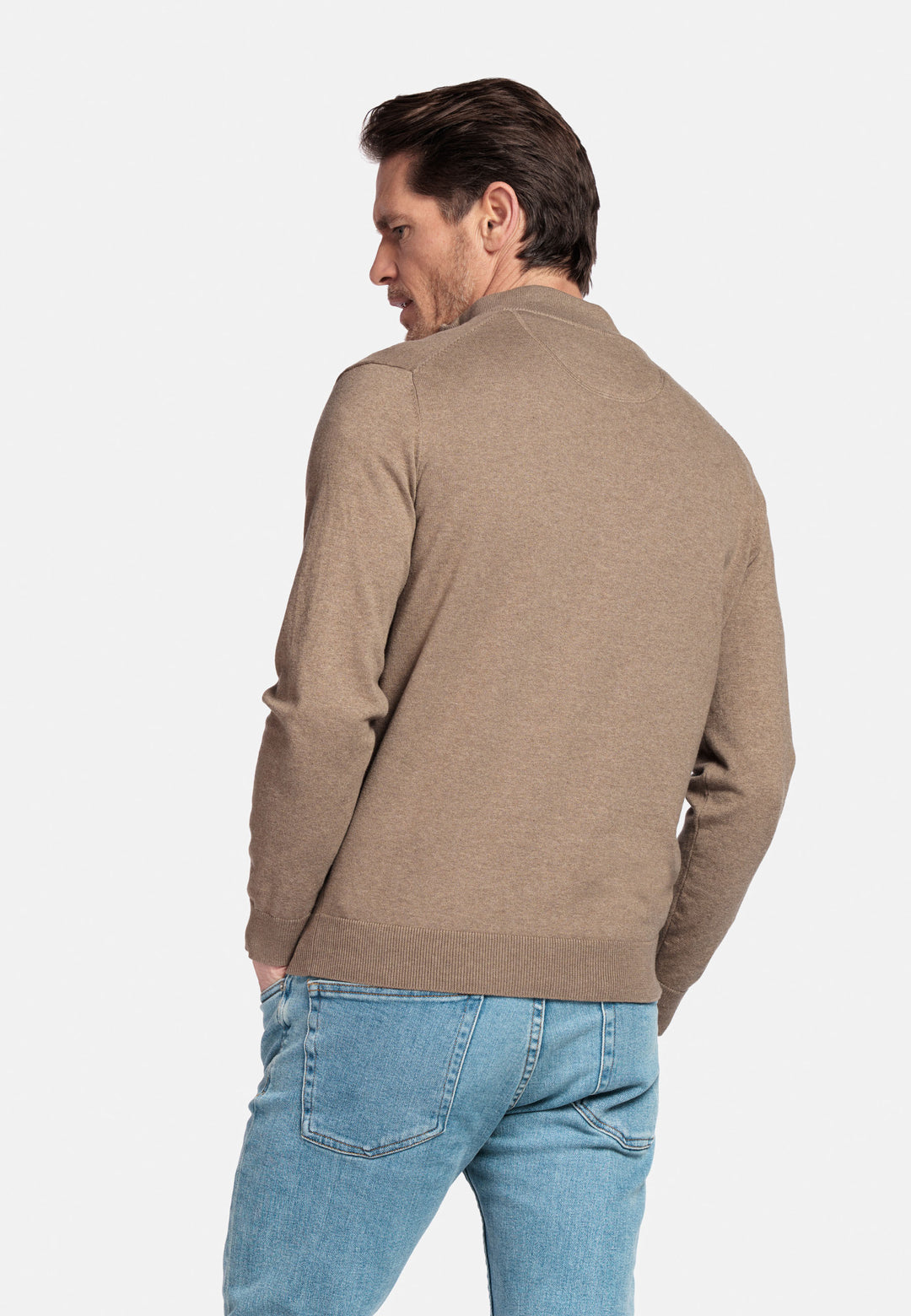 Basic Half-Zip Pullover - Beige
