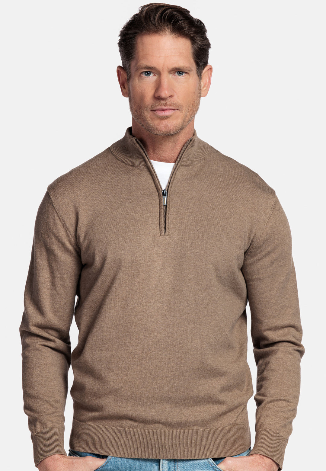 Basic Half-Zip Pullover - Beige