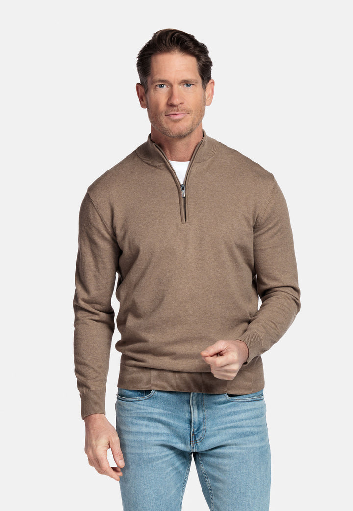 Basic Half-Zip Pullover - Beige